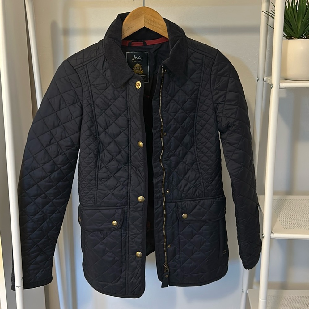 Joules quilted navy jacket